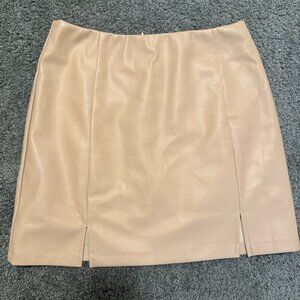 Audrey 3+1 Tan Leather Mini Skirt